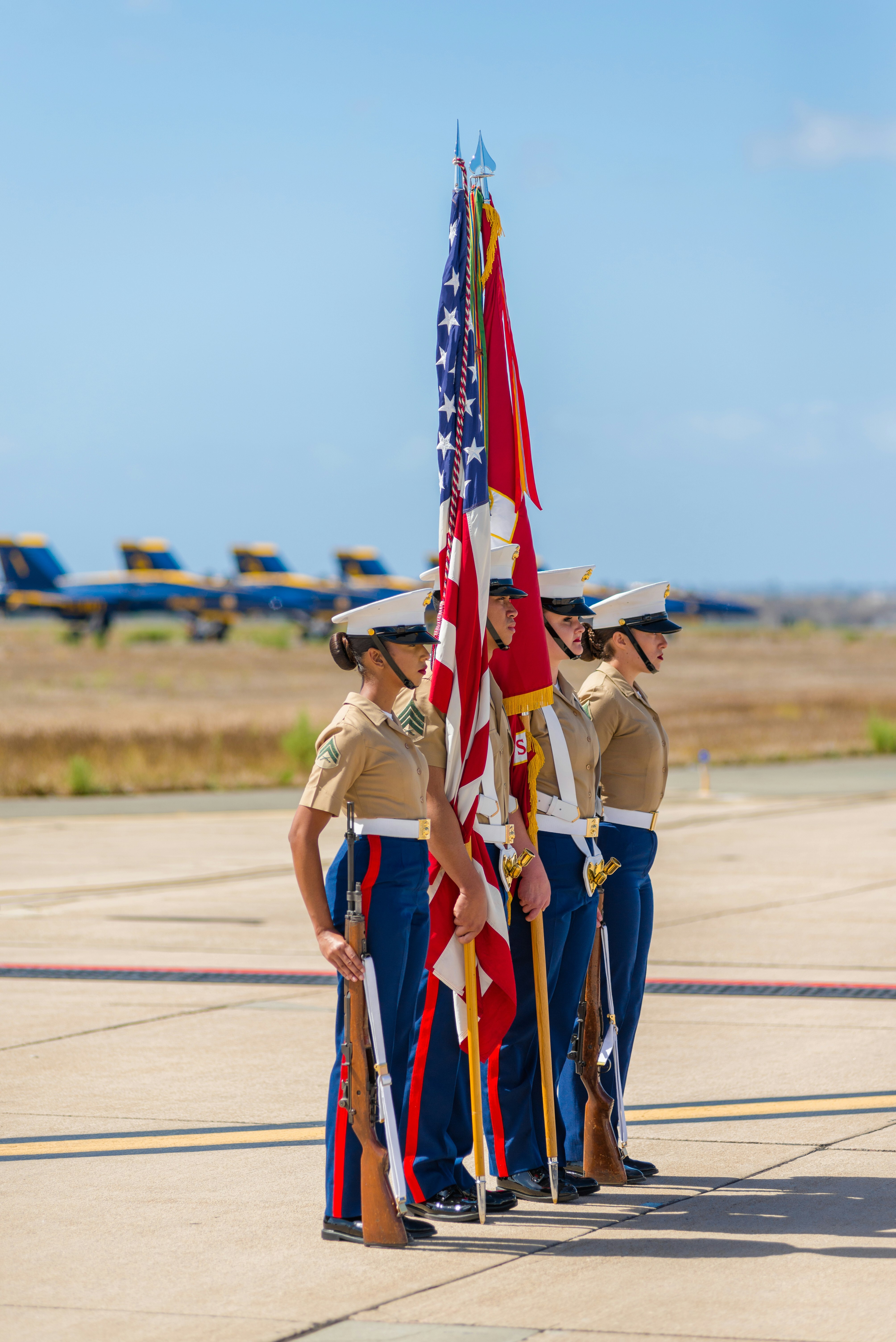 Women in color guard dress uniform